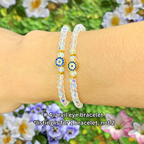 Rose Quartz, Evil Eye Bracelet Set